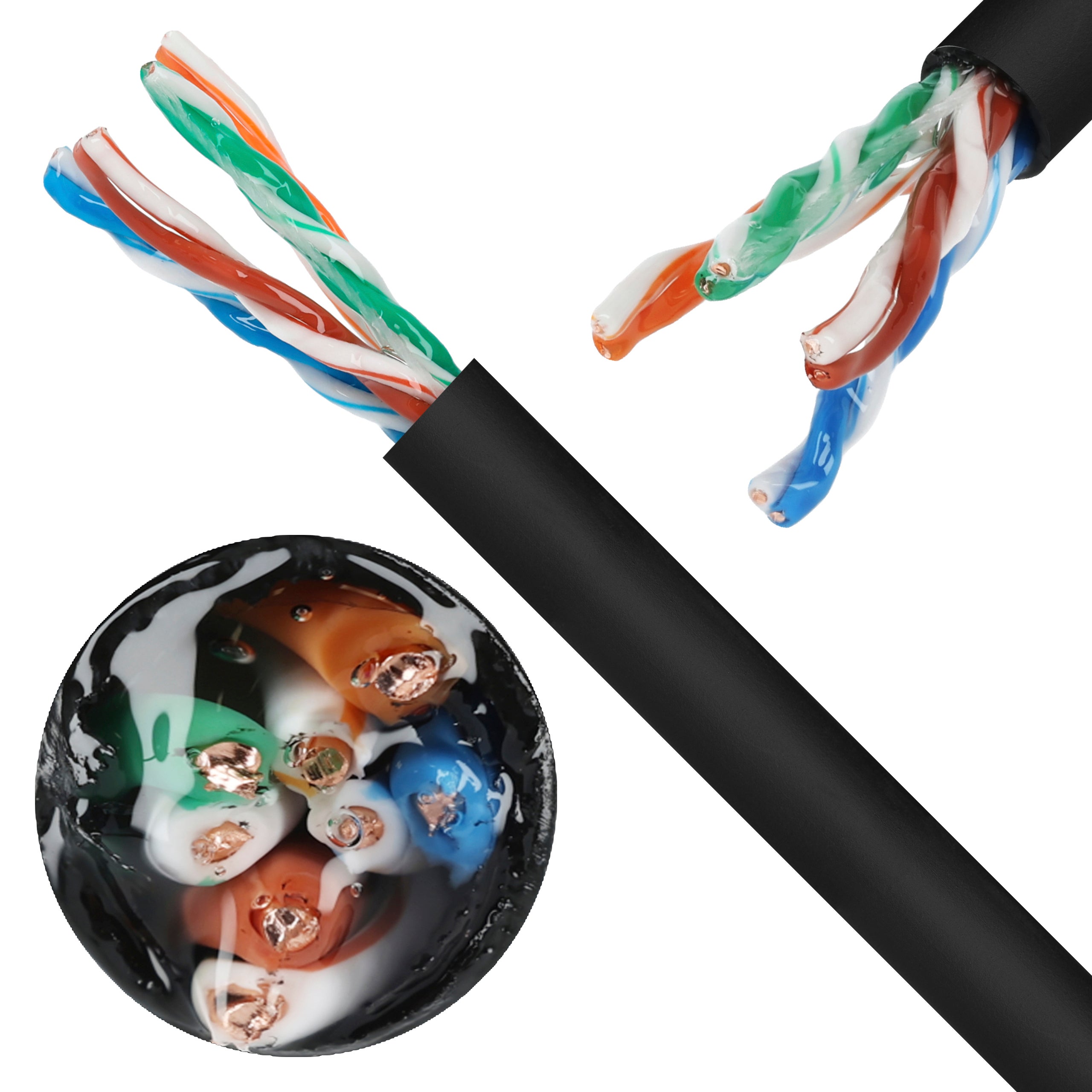 Kabel sieciowy U/UTP kat.5e skrętka 4x2x0,5mm zewnętrzny żelowany PE czarny SecurityNET 100m