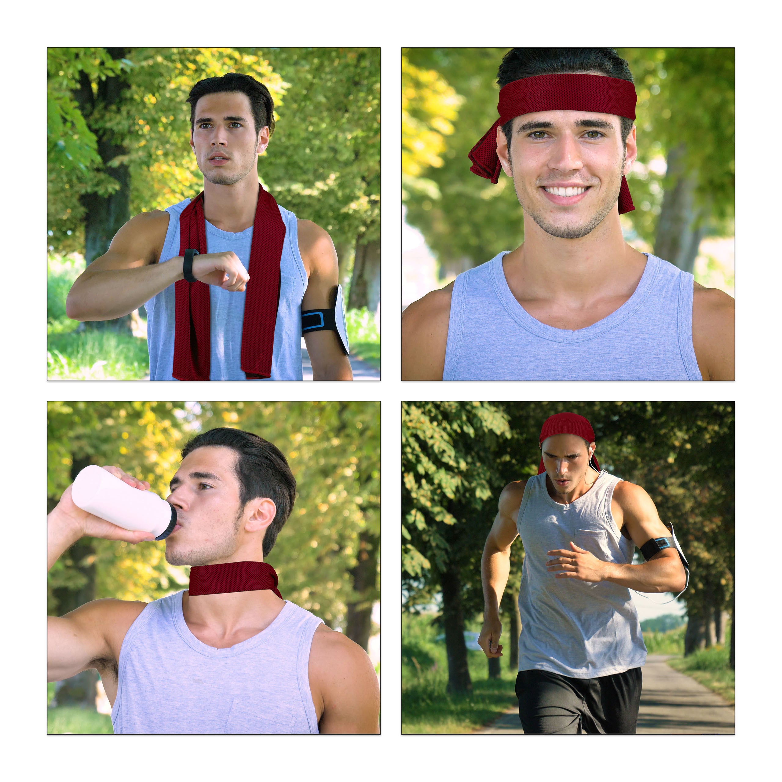 Toallas Gimnasio Enfriamiento, Pack de 2, Para Hacer Deporte, Microfibra, Poliéster-PP, 90 x 30 cm, Rojo, Relaxdays - 7