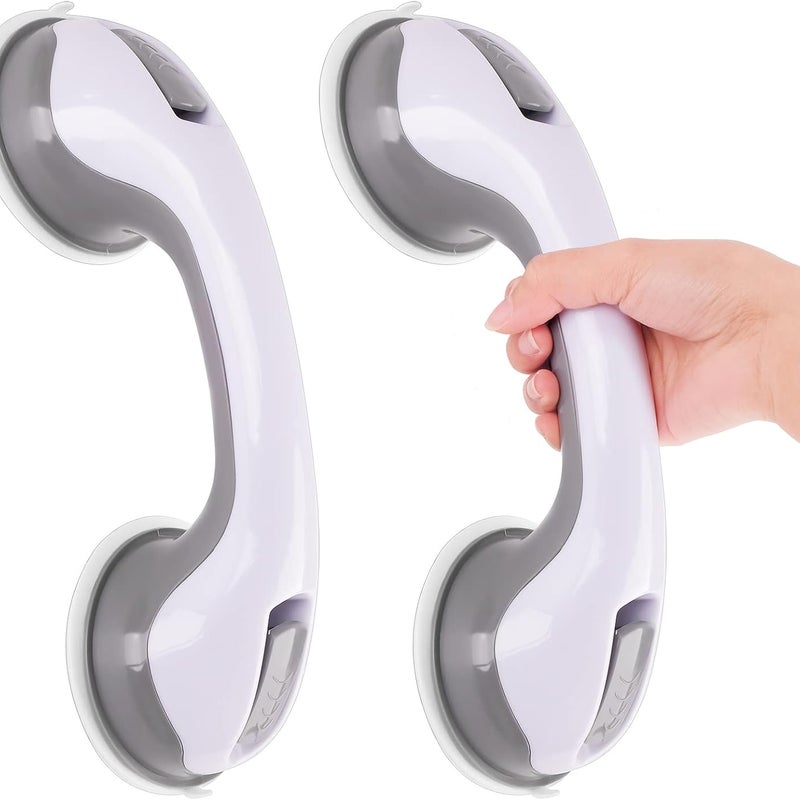 Szare, antypoślizgowe, bezpieczne i przenośne poręcze prysznicowe na przyssawki