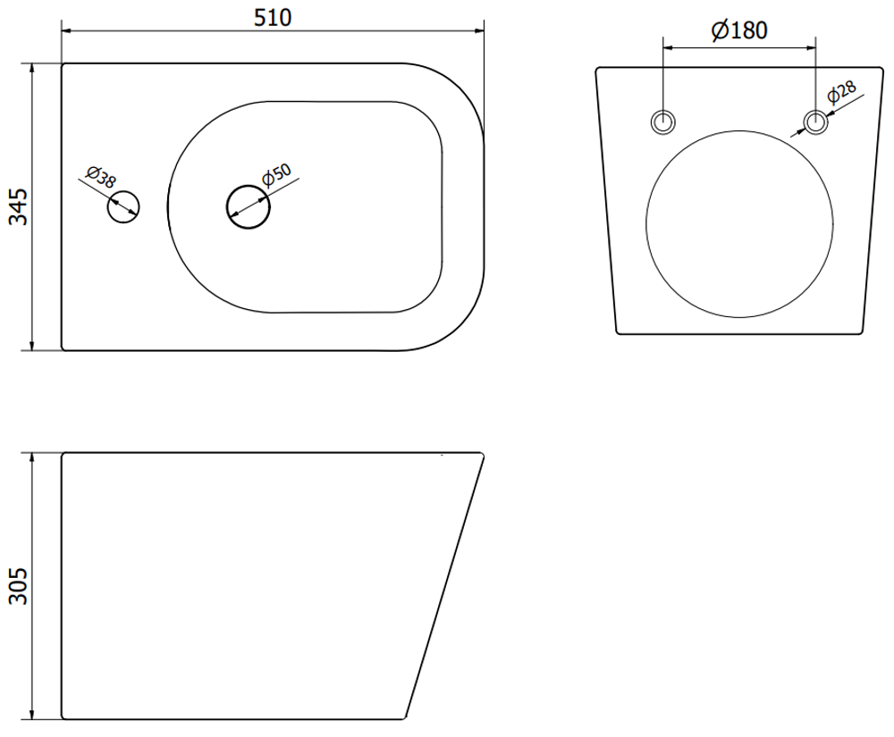 Mexen Teo bidet wiszący, biały - 35855100 - 3