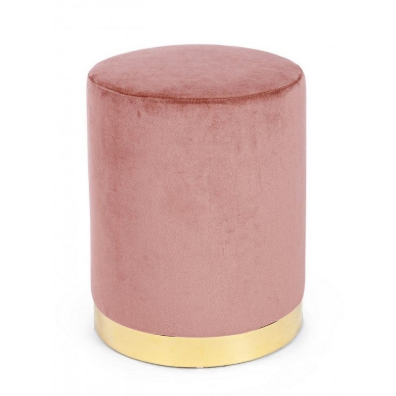 Puf de terciopelo rosa antiguo lucilla diámetro 35x h40 cm
