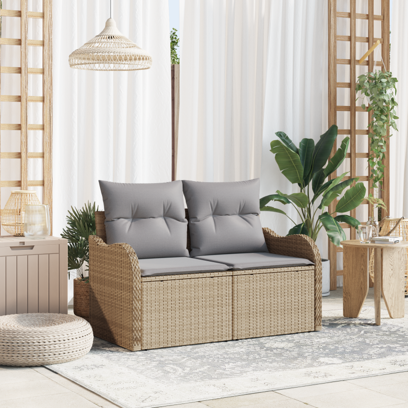 Sofa Ogrodowa z poduszką Beżowy 121 x 62 x 69cm polirattan vidaXL