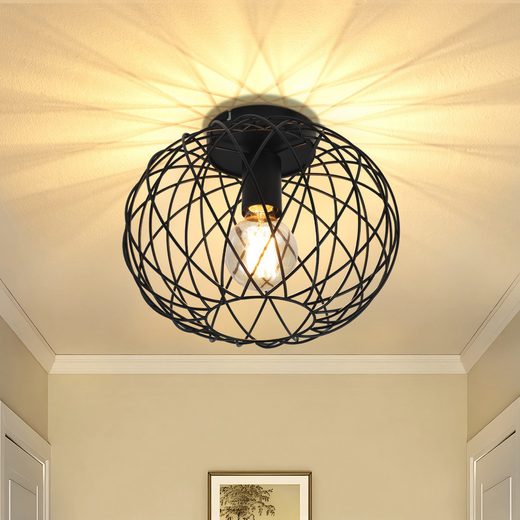 ZMH Czarna lampa sufitowa E27 w stylu retro do przedpokoju, maks. 40 W