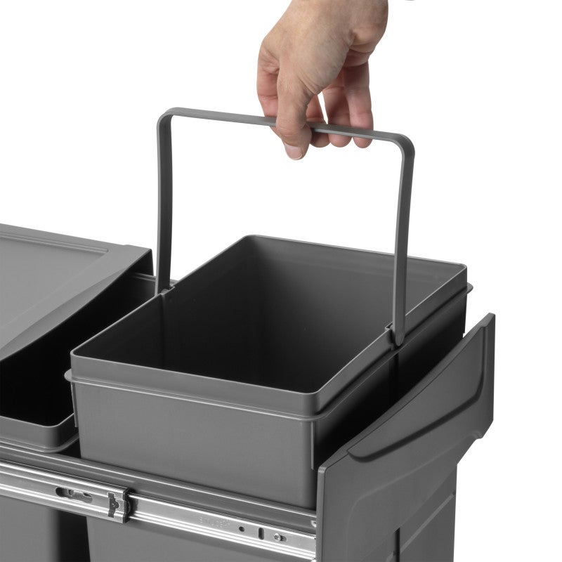Emuca Balde do lixo reciclável Recycle para montagem no fundo e extraível manualmente na unidade de cozinha Recycle 2x25litros, Cinza antracite - 8