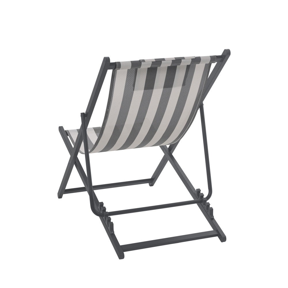 Lot 2 chiliennes aluminium transat jardin chaise longue extérieur terrasse Brisa - 6