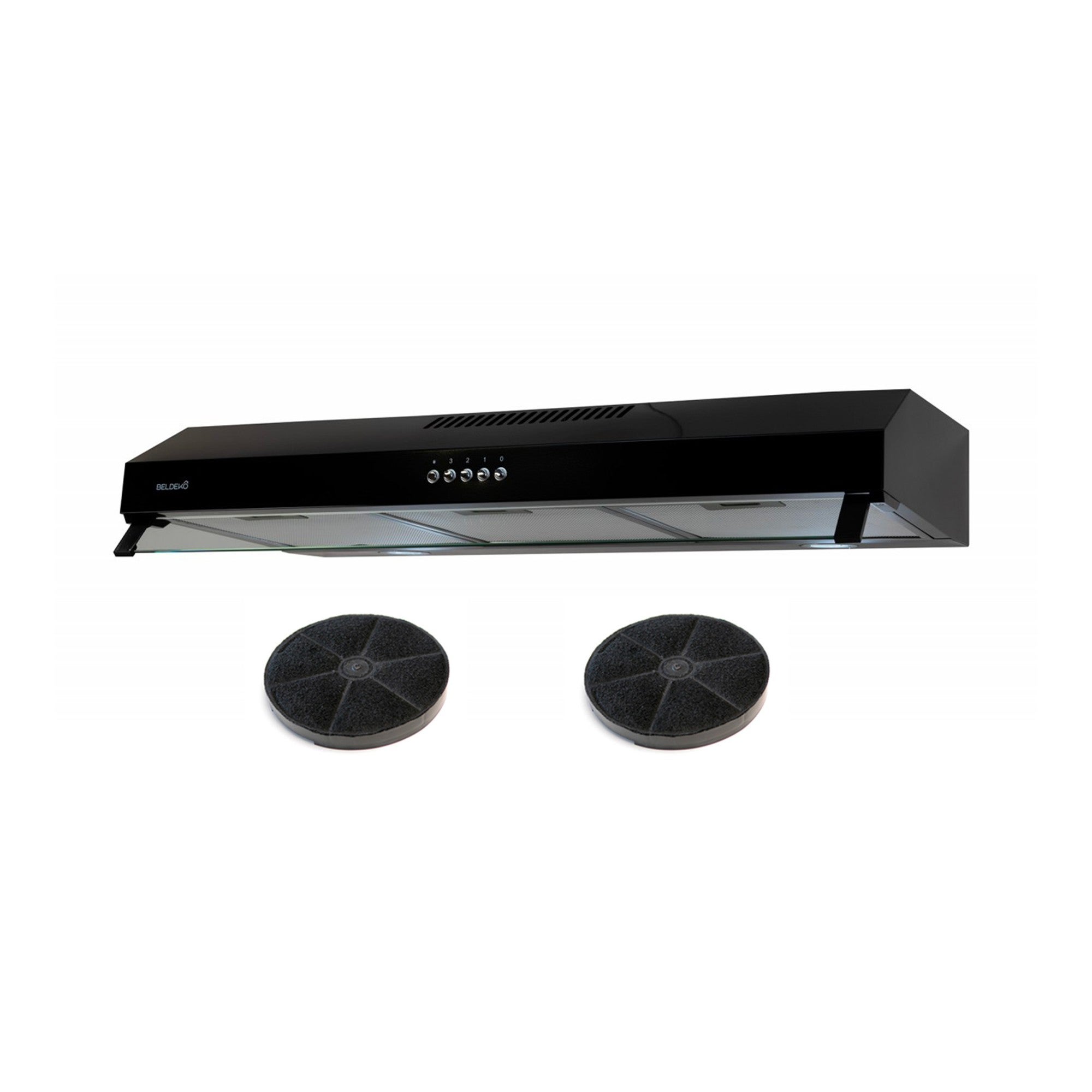 Hotte Casquette Double Moteurs 60cm Noir - Puissance 200W - BELDEKO - Aspiration Puissante