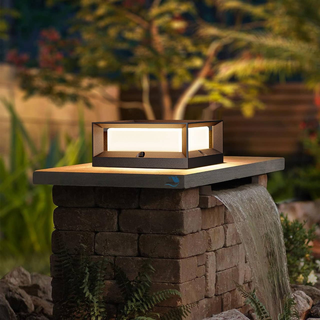 Lampe pilier LED extérieur en aluminium IP55, noire avec base carrée, M [Classe énergétique E] - 2