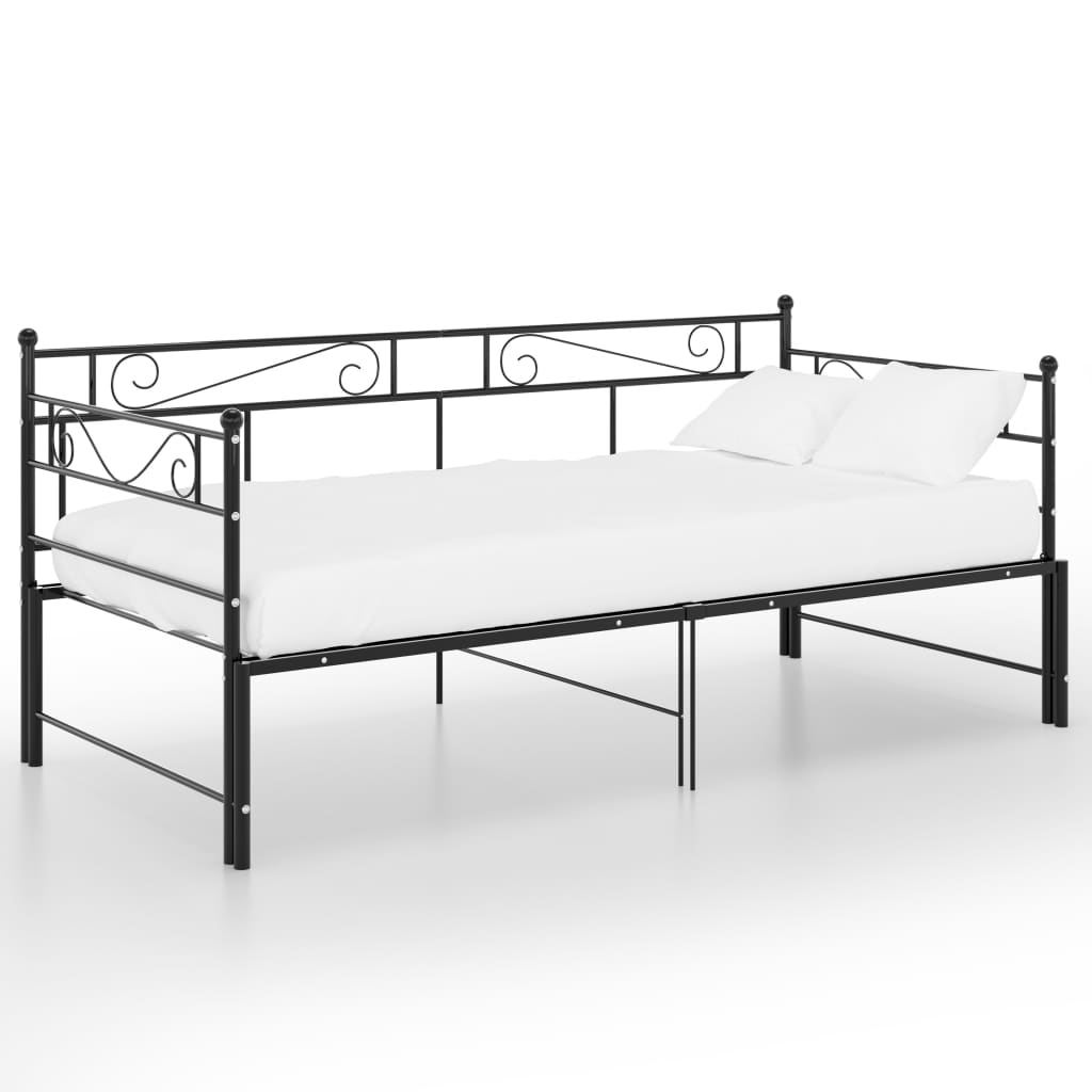 Maison Exclusive - Cadre de canapé-lit extensible sans matelas Noir Métal 90x200cm - 2