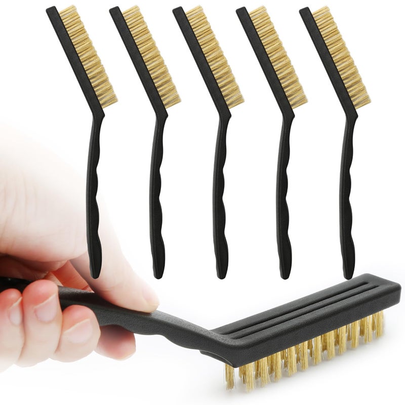 6 szczotek drucianych z mosiądzu z czarnym, nylonowym uchwytem do czyszczenia żużla spawalniczego, rdzy i zlewu.