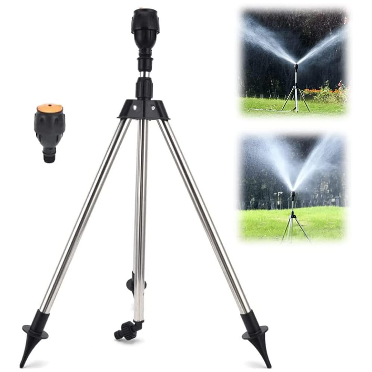 2 ensembles d'arroseurs à trépied rotatifs à 360°, arroseur pour jardin et pelouse, dispositif d'infiltration pour irrigation goutte à goutte - 5