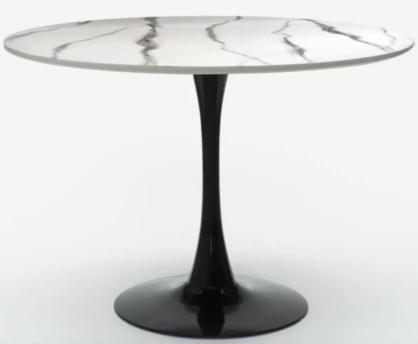 Table ronde moderne noir et effet marbre blanc Tulipa 80cm | Leroy Merlin