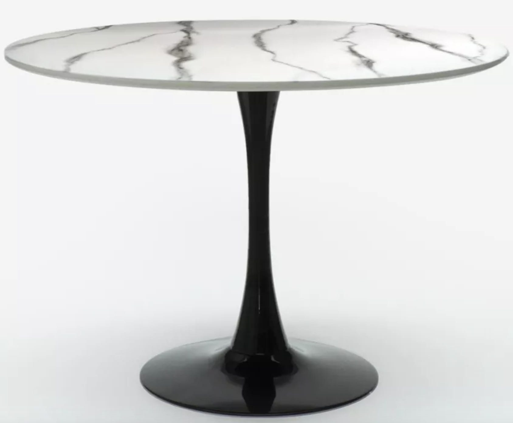 Table ronde moderne noir et effet marbre blanc Tulipa 80cm | Leroy Merlin