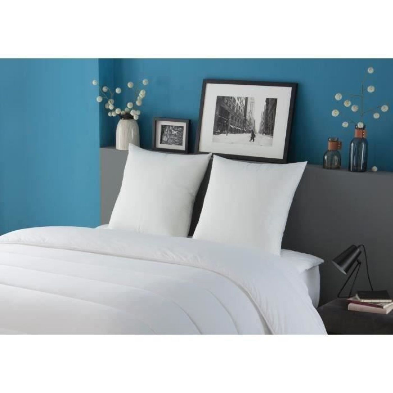 2 oreillers blanc 60 x 60 cm garnissage 100% polyester fibre creuse siliconée - Dodo - 2