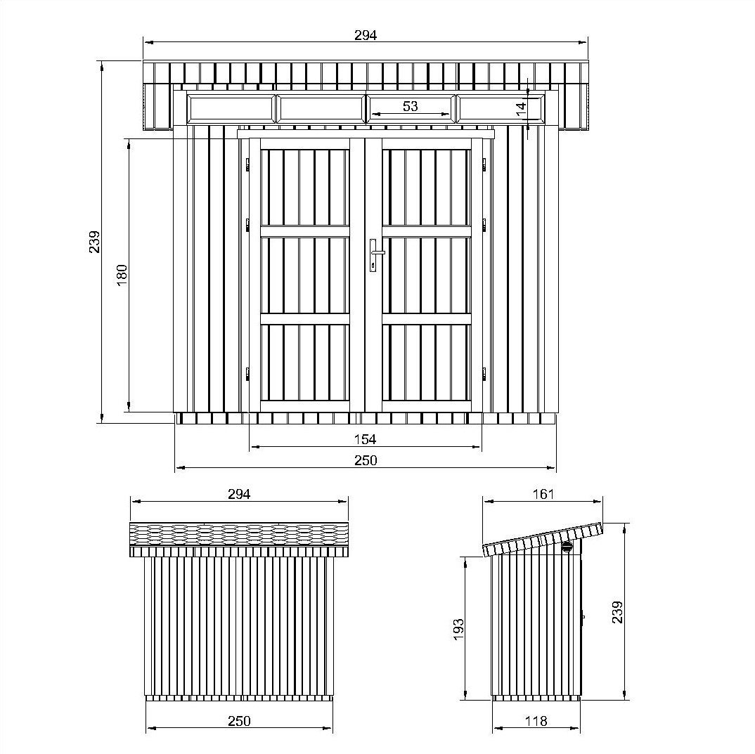 Caseta para jardín paneles a base de madera LP SmartSide 3m2 con suelo y baldosas bituminosas- L161xA294xA239 cm- TIMBELA M901A - Tundra grey - 4