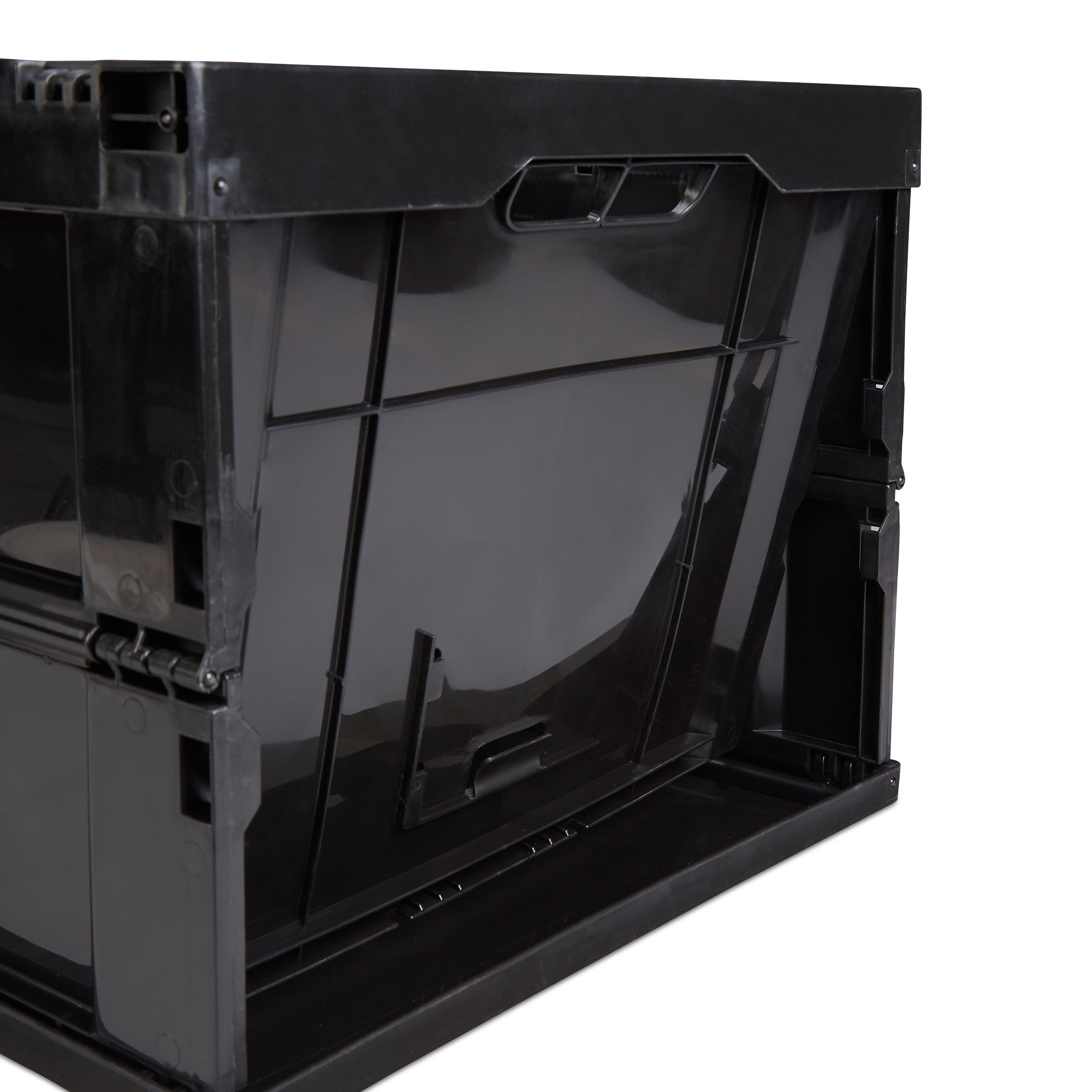 Boîte pliable couvercle, lot de 2, caisse de rangement, plastique, coffre transport 60 litres 31,5 x 58,5 x 40 cm, noir - 6
