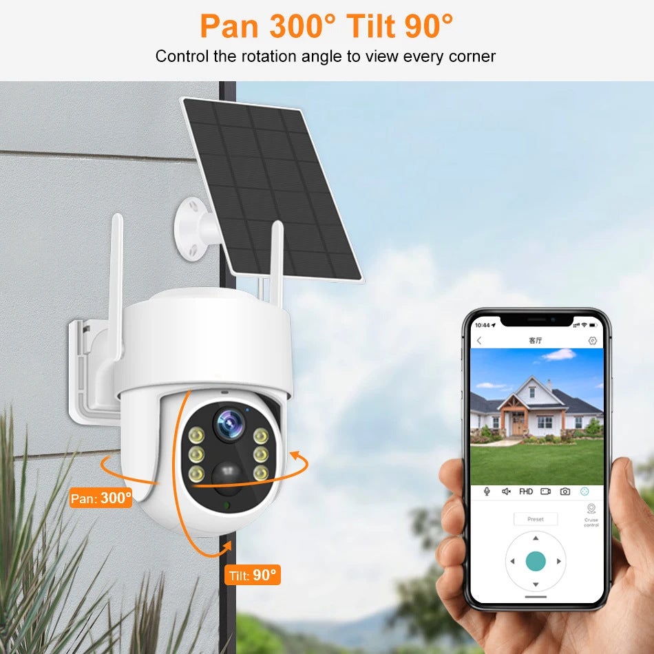 Caméra de surveillance solaire,détection humaine par IA,WiFi 4G/2,4 GHz,caméra extérieure,idéale pour la sécurité domestique,( 64 Go incluse)-MOORLE - 7