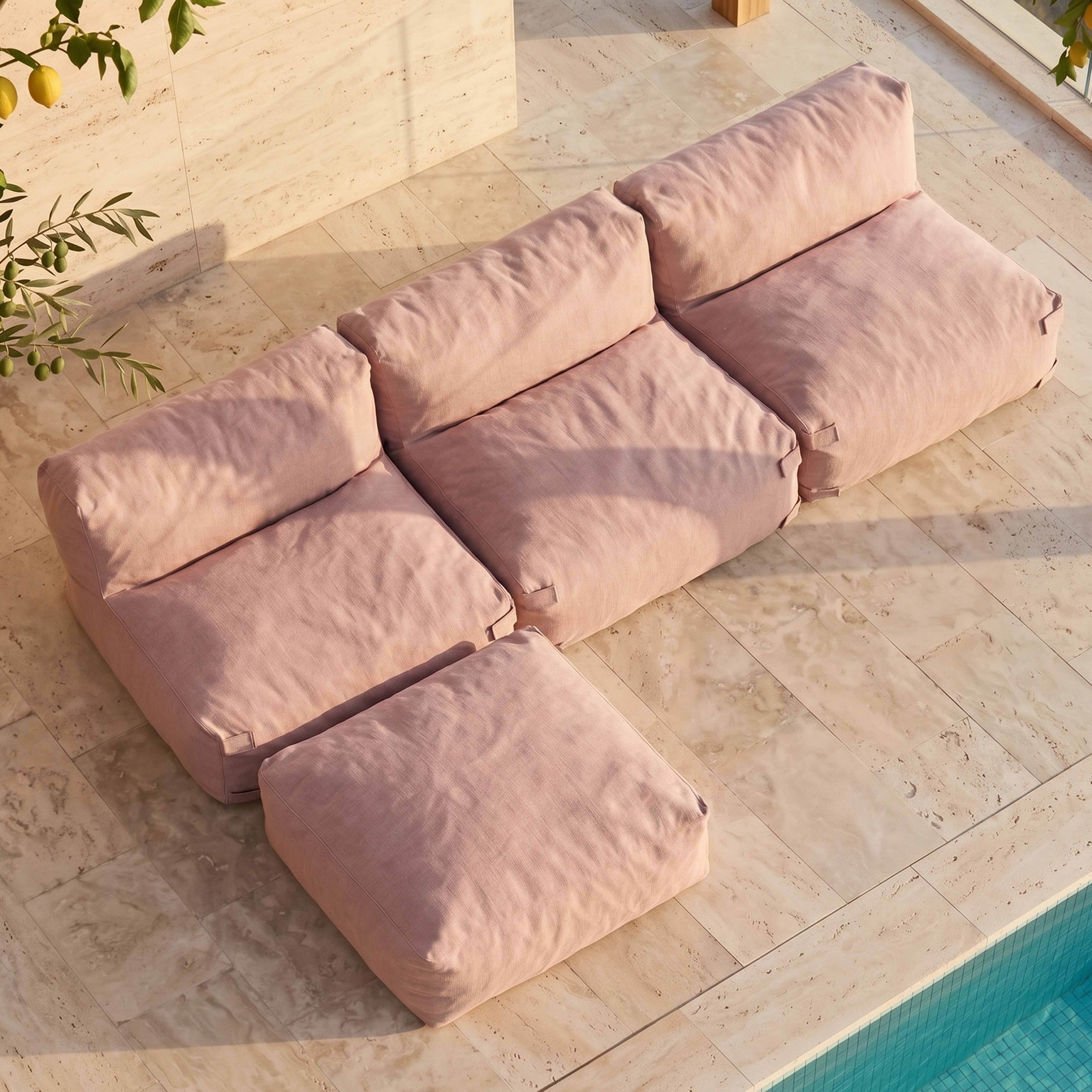 Canapé de jardin modulable 4 places rose poudré, Mixi - Oviala - 3