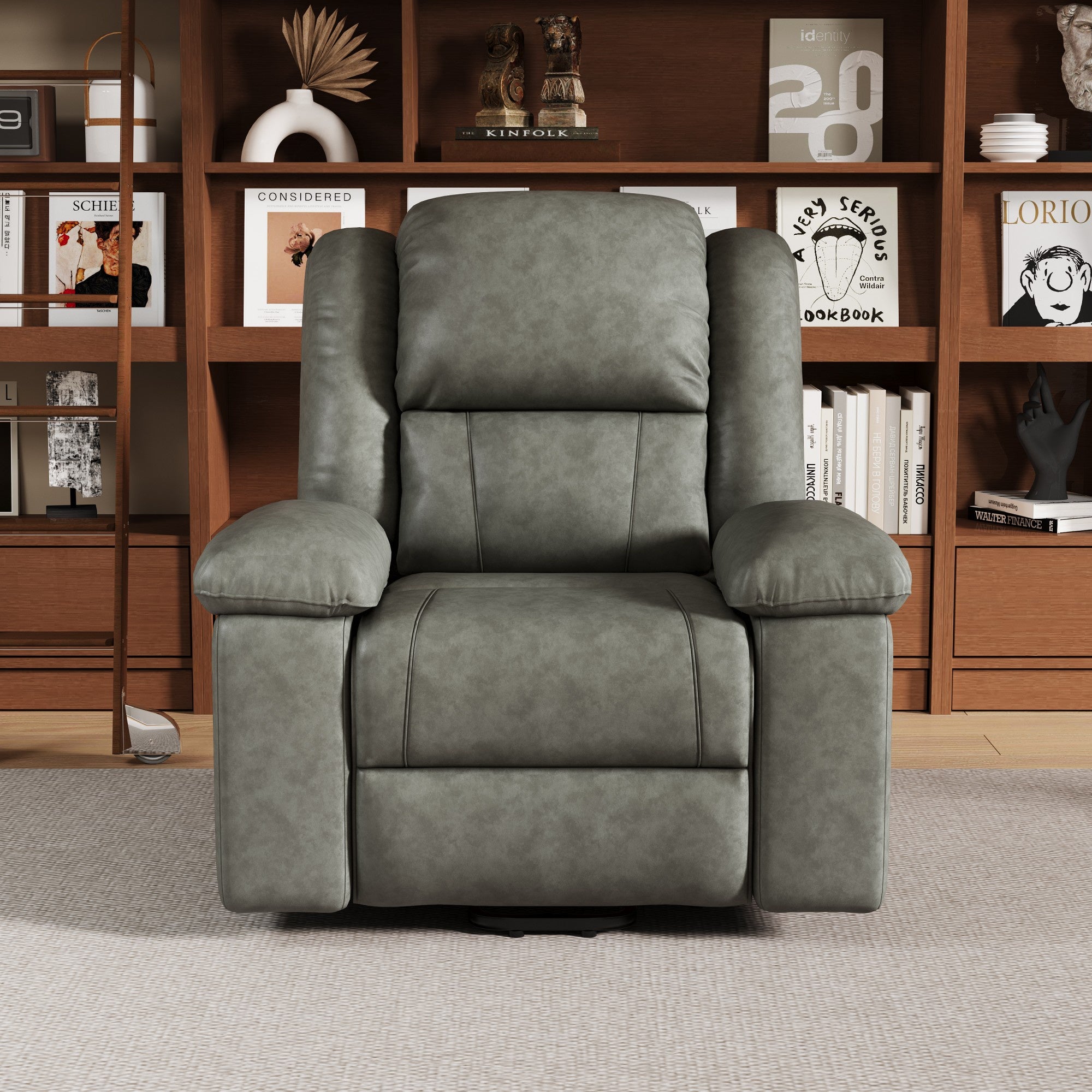 Fauteuil Électrique Releveur et Inclinable avec Fonction Massage - Chauffant 8 Points, Ports USB - Pour Seniors et Dégaine - Gris - 3