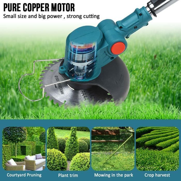 Coupe-Bordures Sans Fil 18-21V, 2 Batteries 2,0Ah + Chargeur, Tube Télescopique, Lames Interchangeables - 4