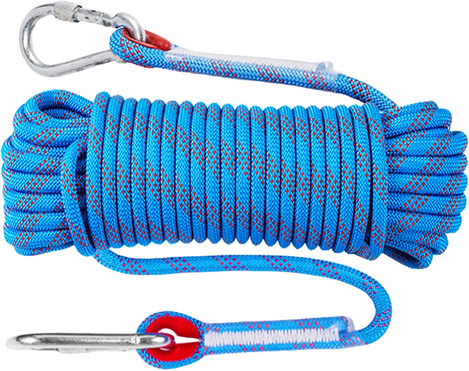 Oneroomone Corde D'Escalade 8 Mm 10 Mètres Avec 2 Mousquetons - Corde De Sécurité Polyvalente Pour Travail En Hauteur, Rappel, Pompiers