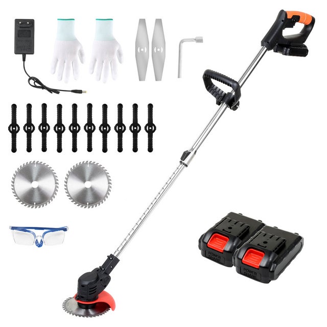 Decespugliatore/tosaerba con 2 batterie da 21 V 1,5 Ah e caricabatterie, 18 krpm
