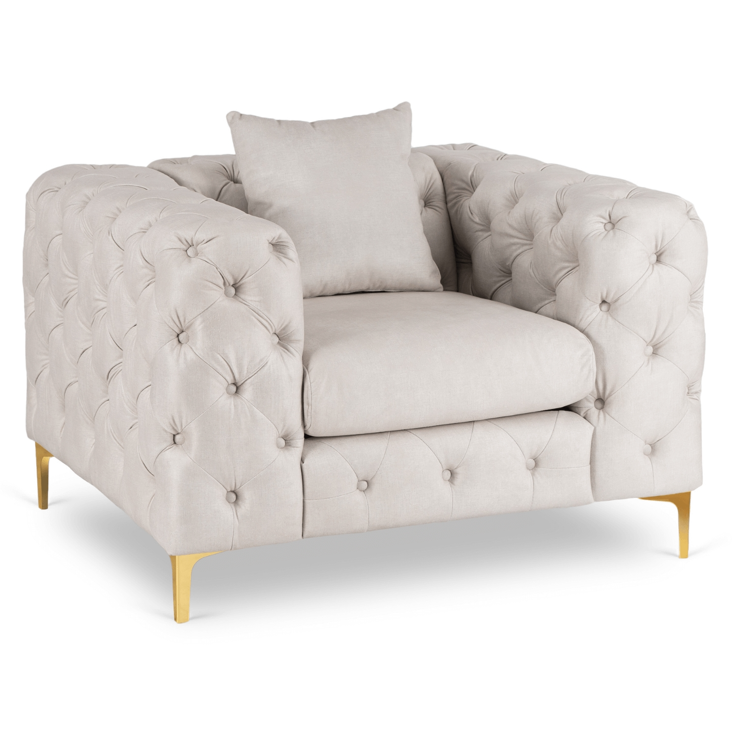 Fotel Wypoczynkowy SORRENTO 1S Kremowy Welurowy Nowoczesny Glamour