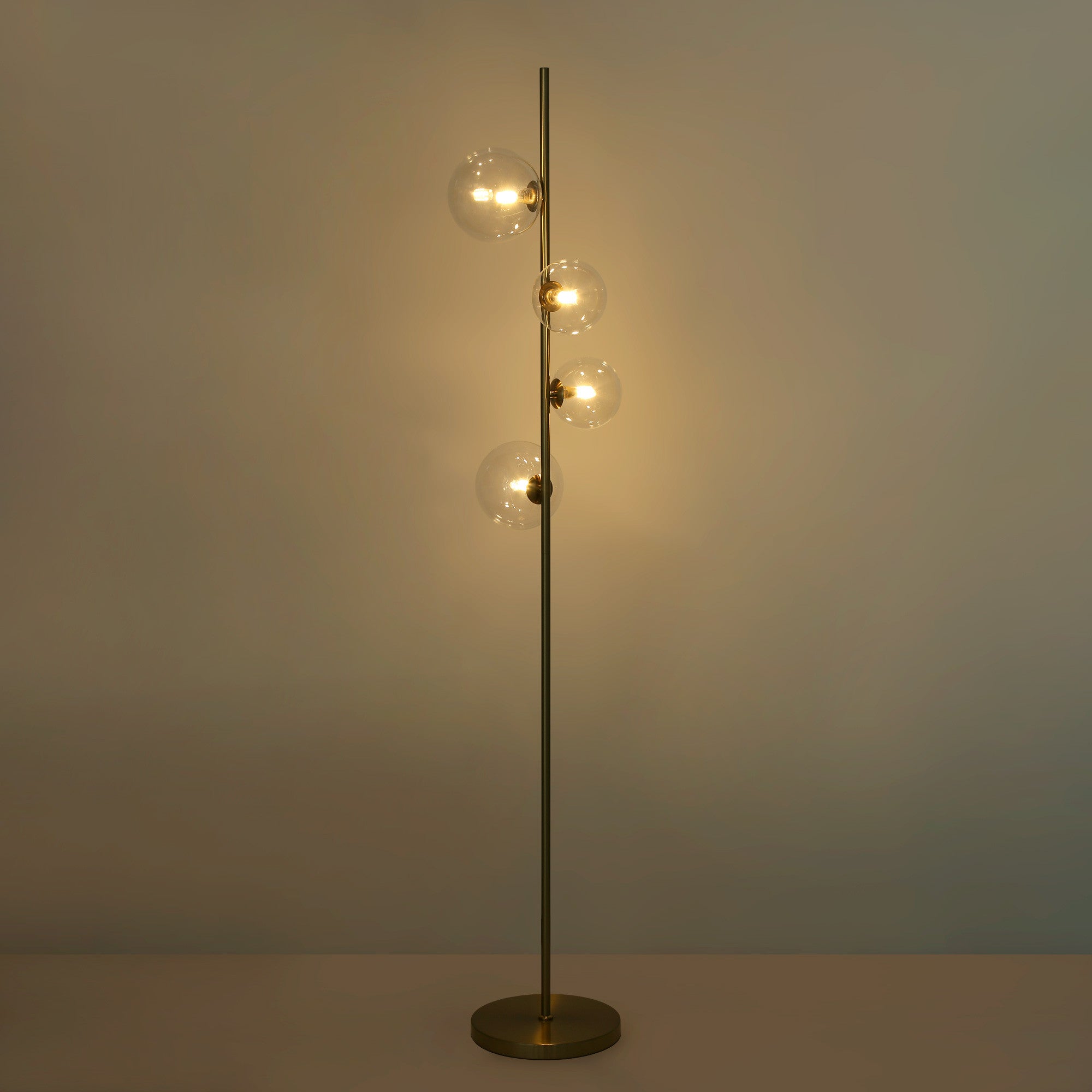 Lampada Da Terra B·LED BARCELONA STAND Con 4 Sfere Di Vetro | Base In Oro E Nero, Attacchi G9, Design Moderno Per Soggiorno, Camera E Studio
