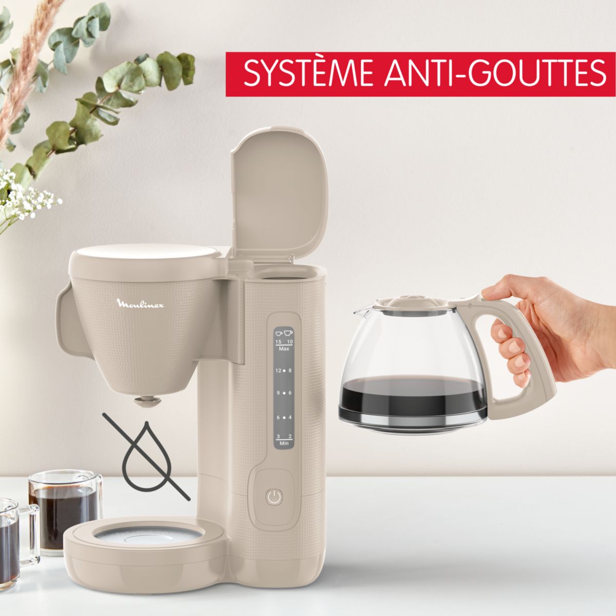 Cafetière filtre MOULINEX FG2M0B10 morning grise - 6