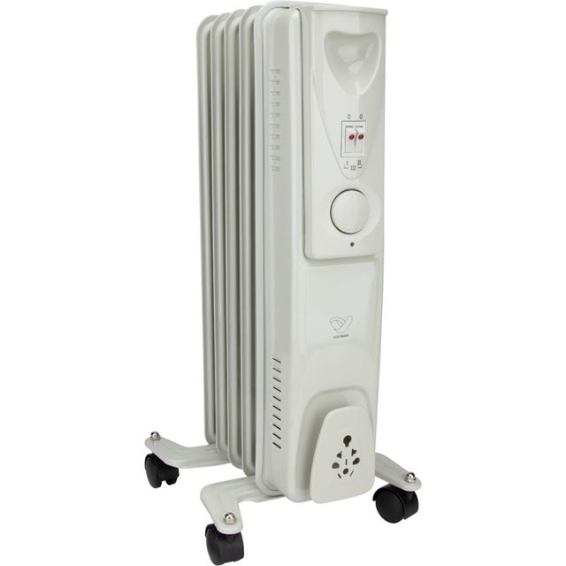 Radiateur mobile bain d'huile Mobioil 1000W - 3 niveaux de chauffe - blanc - Voltman