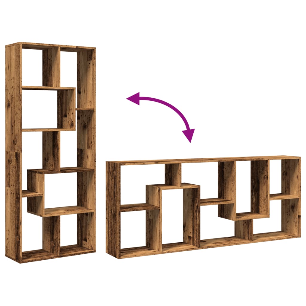 Étagère de rangement | Étagère séparatrice de pièce vieux bois 67x25x161,5 cm CFW24705 - 8