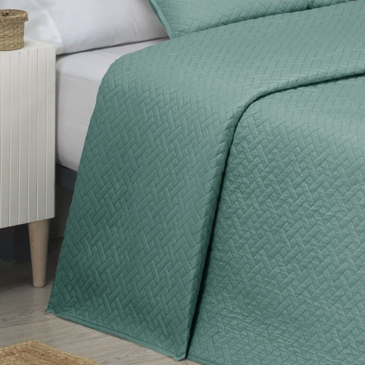 Colcha Bouti Lisa + Fundas Cojines Belmonte Aqua Cama 150 (250x260cm) - 4