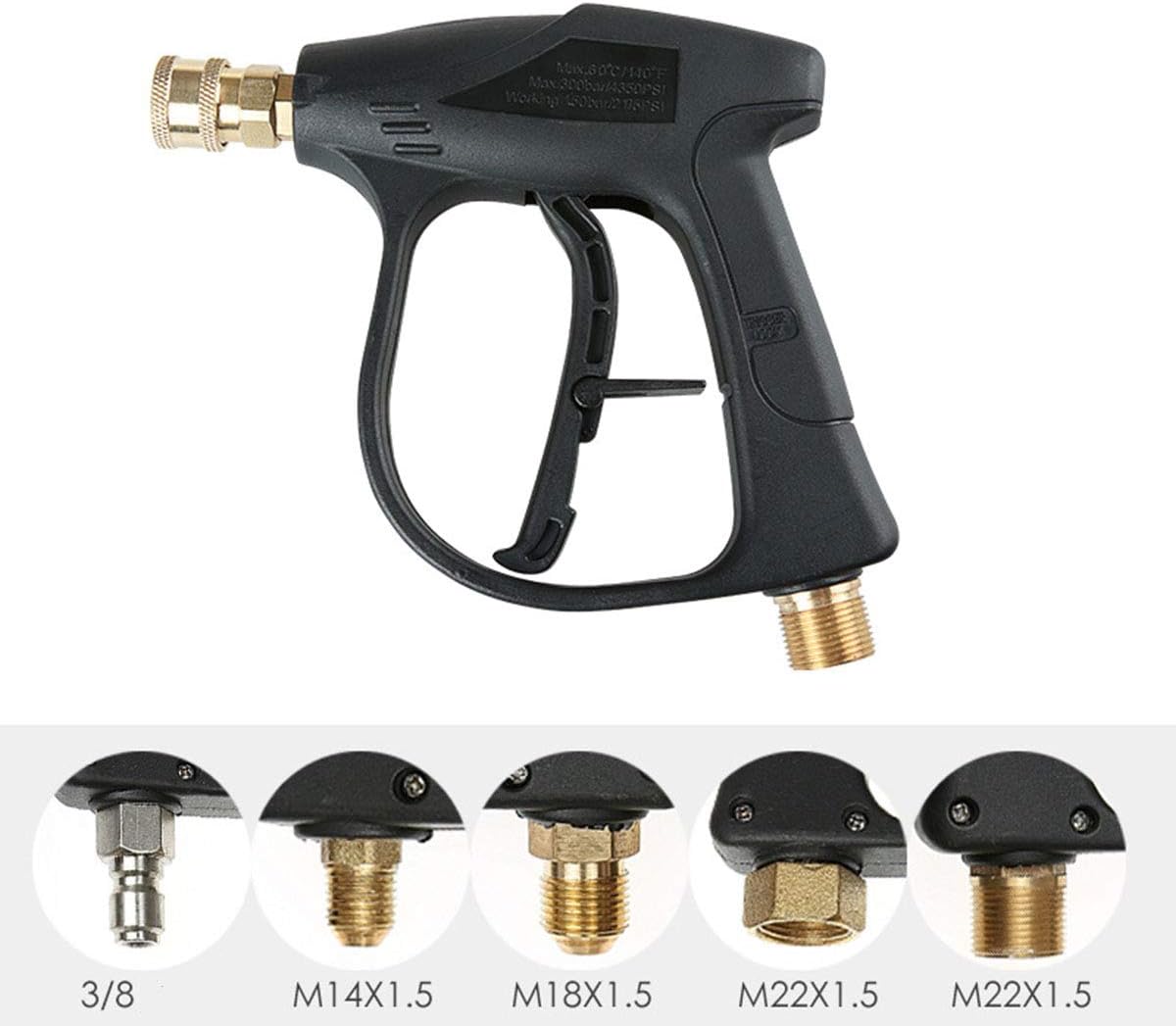 Pistolet Pulvérisateur de Nettoyeur Haute Pression avec Buses de 5 Couleurs pour Le Nettoyage des Voitures. (Raccord M22 5 Pointes de Buse 4000 Psi) - 3
