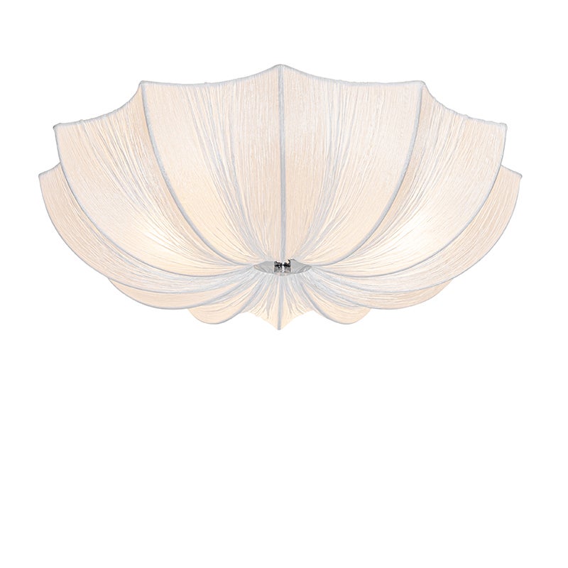 Designerska lampa sufitowa biała jedwab 52 cm 3-światła - Plu