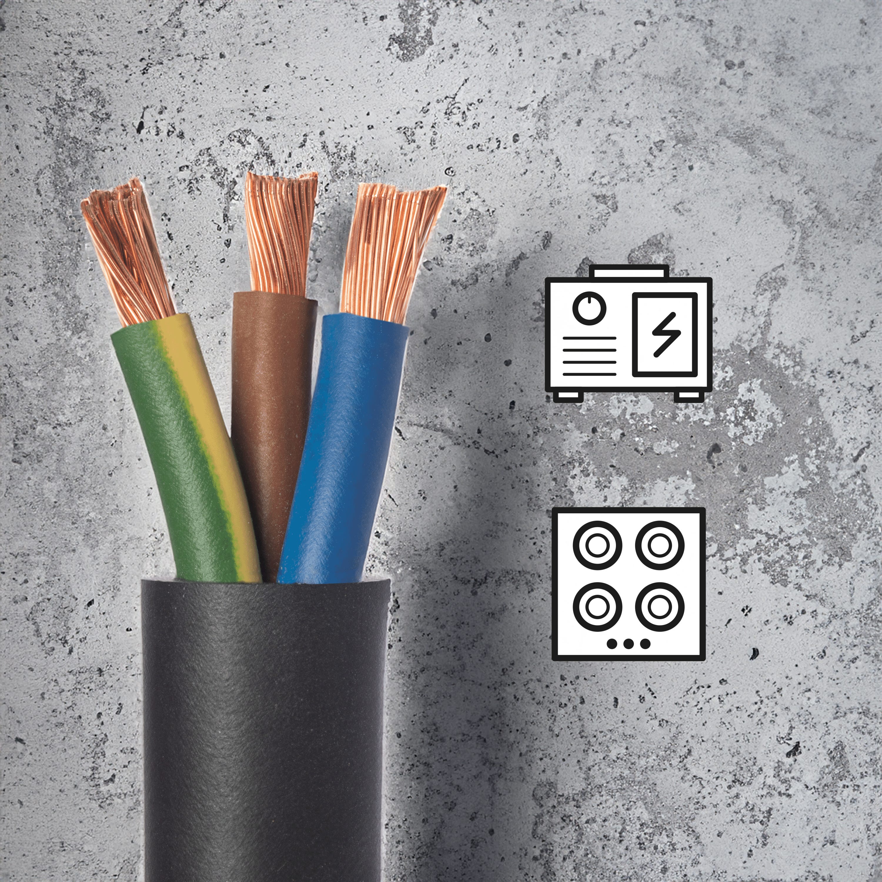 Cable eléctrico 3G 6mm² h07rn-f L.5m, negro - 3