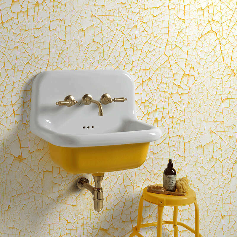 Vasque Style École en Céramique 60 cm - True Colors - Jaune Moutarde (Giallo Senape) - 5