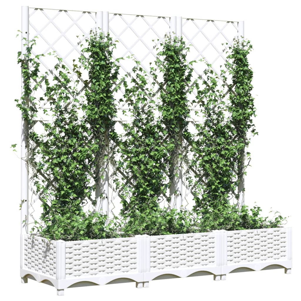 Maison Exclusive - Vaso de jardim com treliça branco 120x40x121,5 cm PP - 3