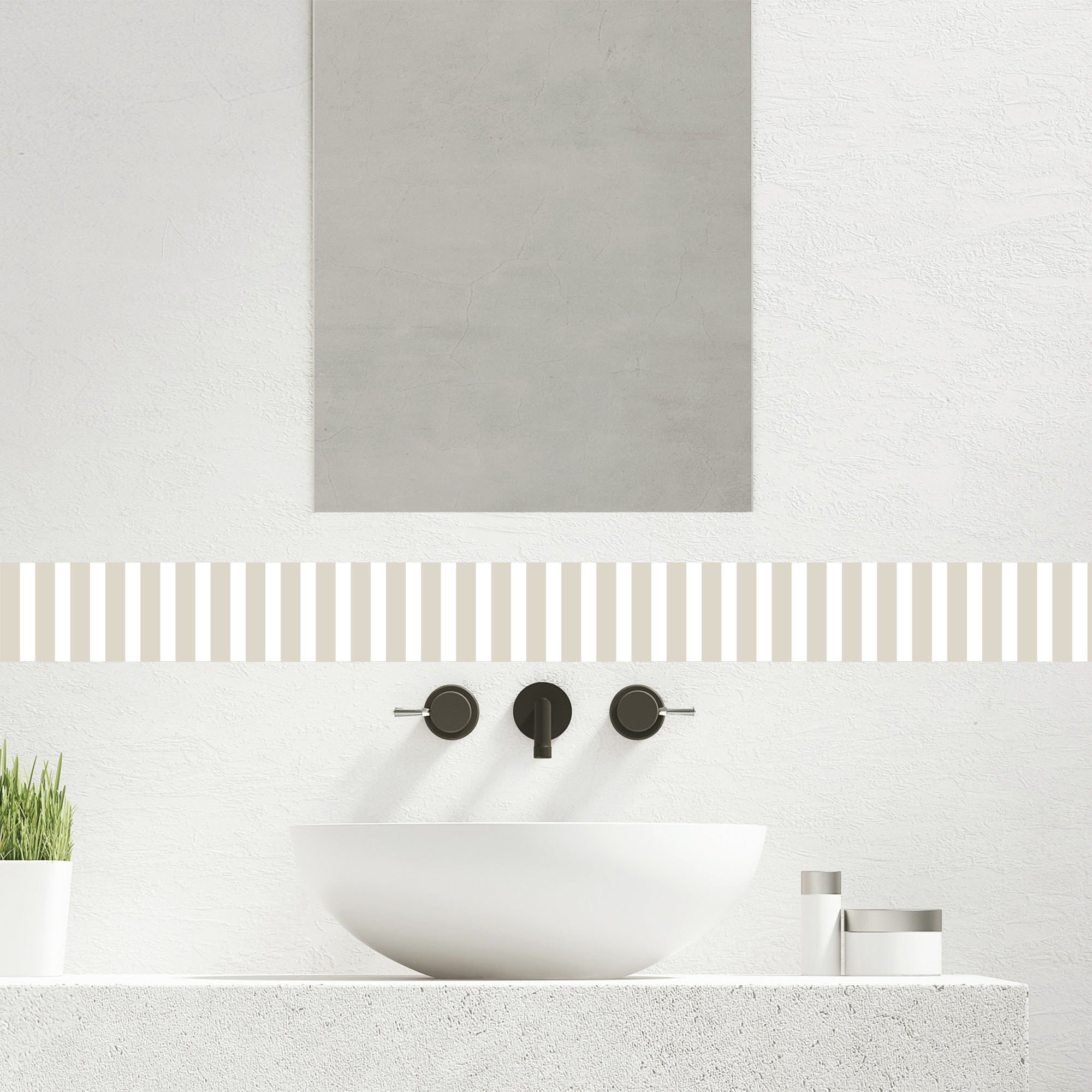 Friso decorativo adhesivo, Rayas beige el friso es el detalle de buen gusto, 9 cm X 300 cm - 4