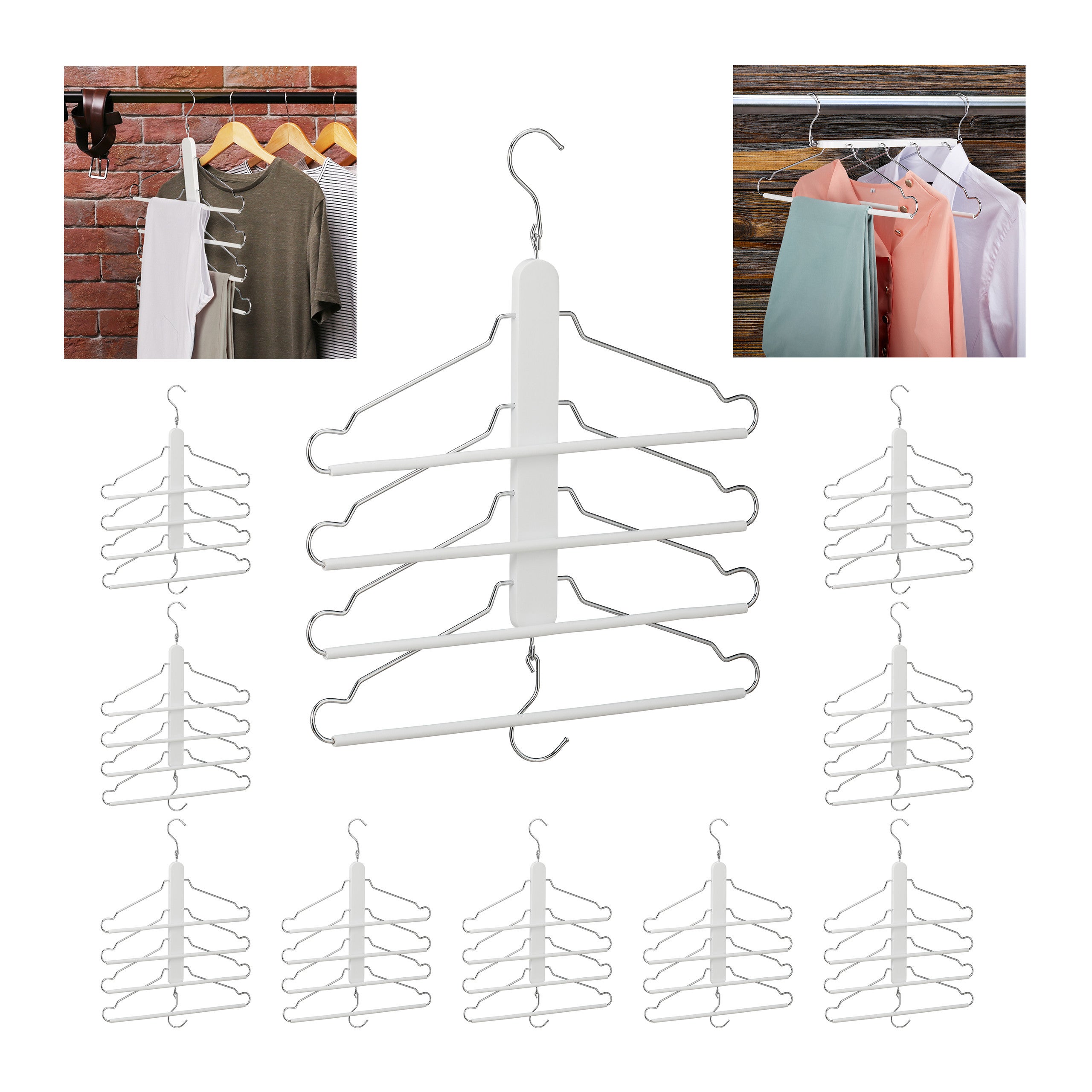 Apilador De Perchas De Metal Cromado | Capacidad 50-75 Perchas | Organiza Perchas De Madera, Metal Y Plástico
