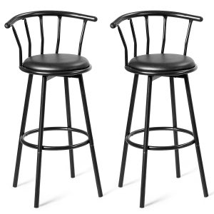 Set di 2 sgabelli da bar in rattan con schienale, sedie da pub in vimini, per cucina, sala da pranzo e soggiorno