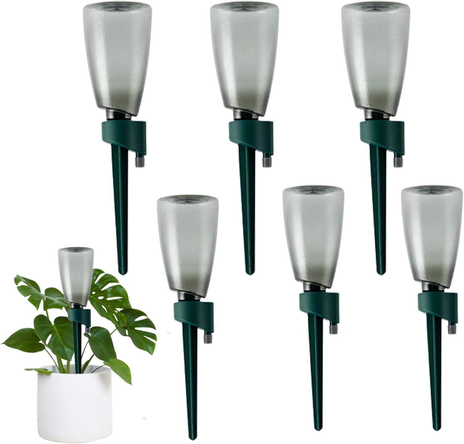 Automatyczny system nawadniania roślin i kwiatów, 6 szt., 500 ml, z zaworem regulującym o wolnym przepływie, zielony