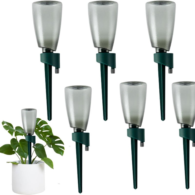 Automatyczny system nawadniania roślin i kwiatów, 6 szt., 500 ml, z zaworem regulującym o wolnym przepływie, zielony