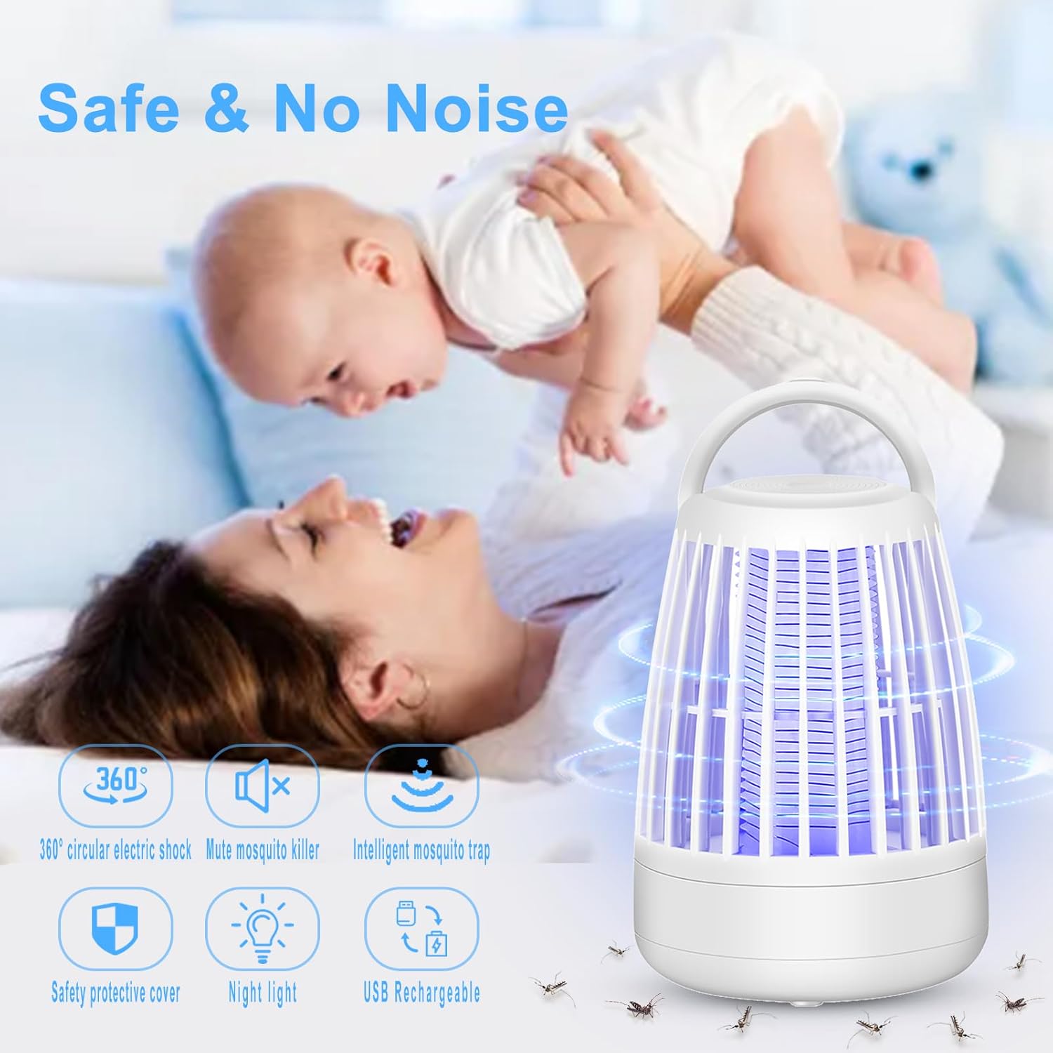 Tue-moustiques électrique avec veilleuse, pour intérieur et extérieur - 5