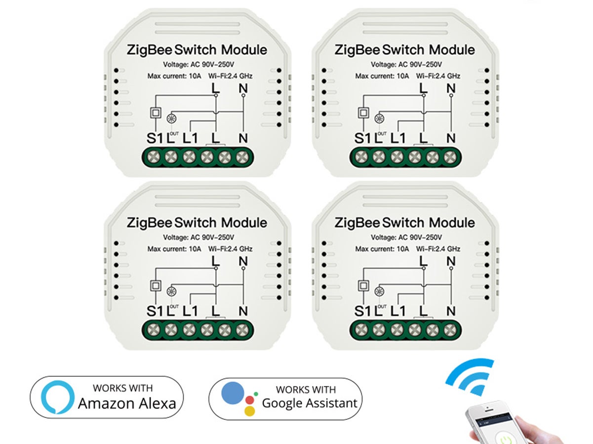 Interrupteur ZigBee Intelligent 10A - Compatible Alexa/Google Home - Contrôle Vocal