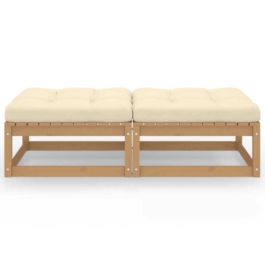 2 piezas reposapiés de jardín | otomana de jardín | taburete de jardín con cojines madera maciza de pino cfw87287