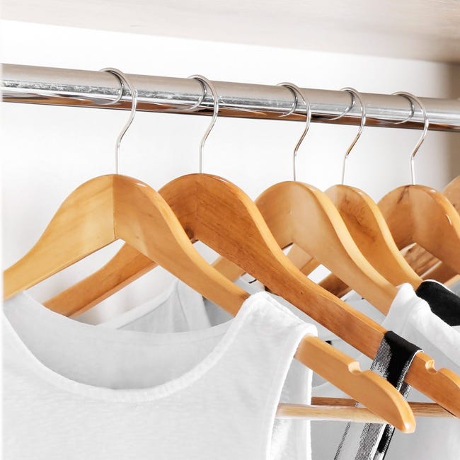 Max Home Pack 20 perchas de madera color natural Leroy Merlin