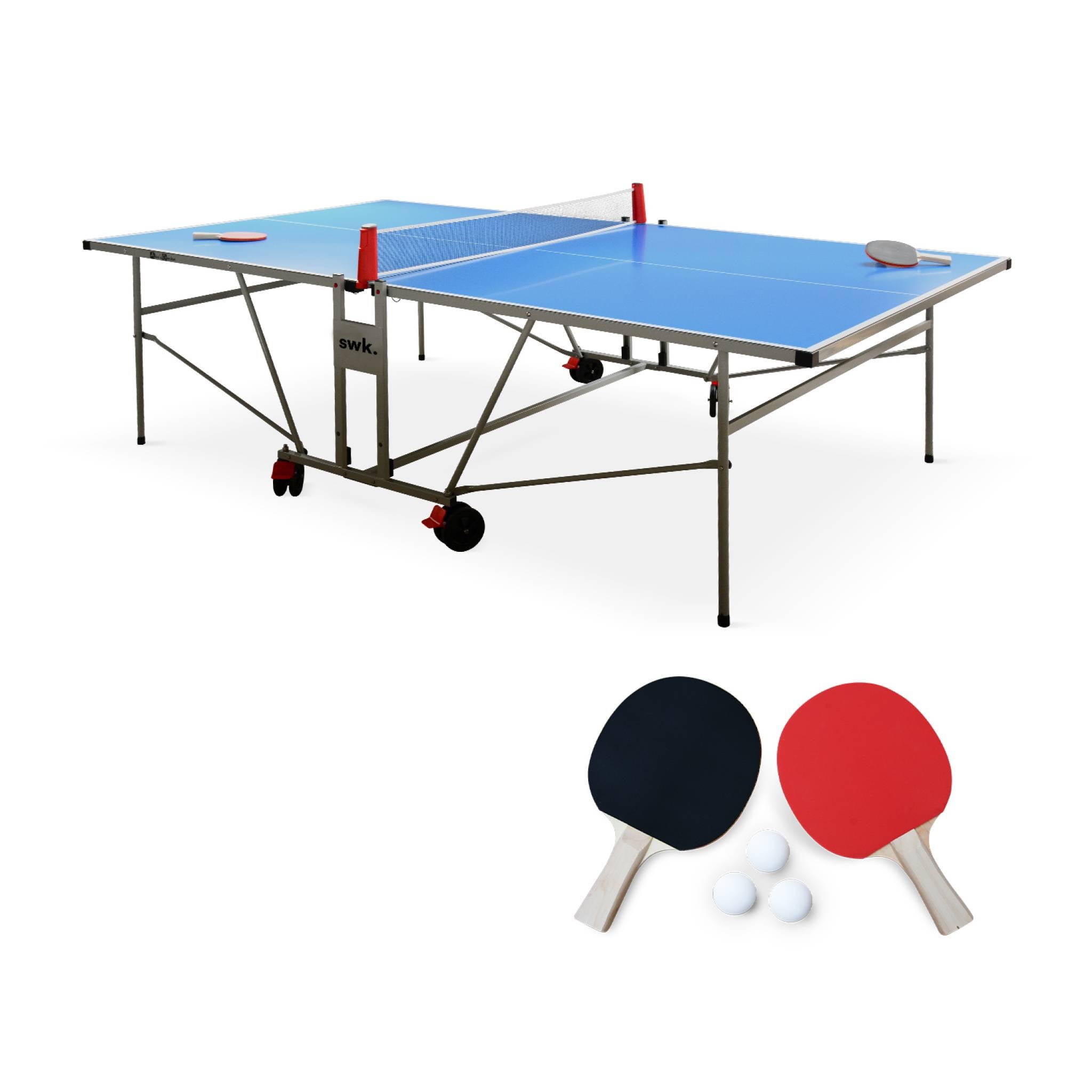 Table de ping pong outdoor bleue table pliable avec 2 raquettes et 3