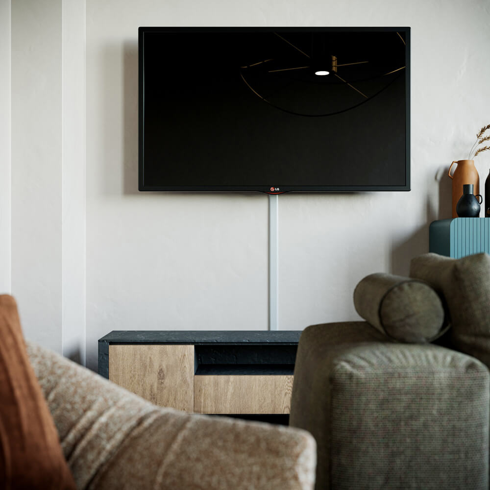 Goulotte TV Cache-Câble Adhésive Arrondie PVC - L. 1,20 m - Blanc - 3