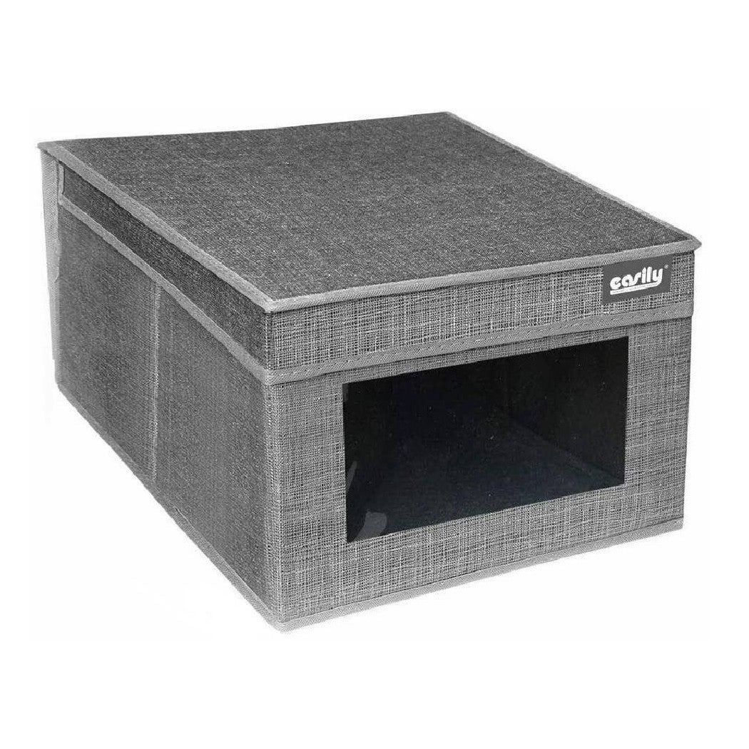 Trade Shop - Scatola Porta Documenti Ufficio Box Organizer Portatutto 25x35x16cm Grigio 69690 - - 2