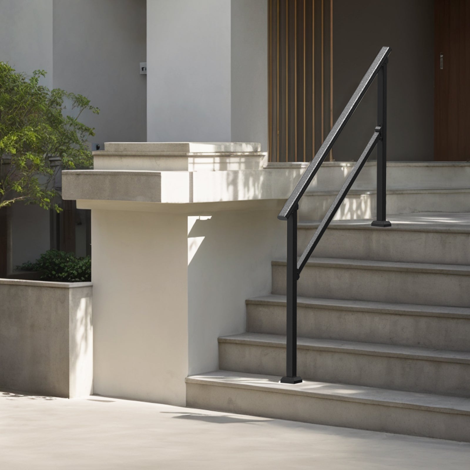 Rampe d'escalier extérieure,VEVOR kit de rampe d'escalier 4 ou 5 marches,en acier au carbone,avec kit d'installation,marches en béton,porche - 8