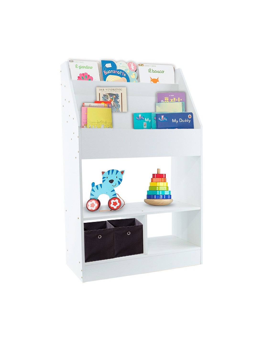 Libreria Montessori per Bambini Bianca Scaffale Ripiani Multiuso Portagiocattoli - 5